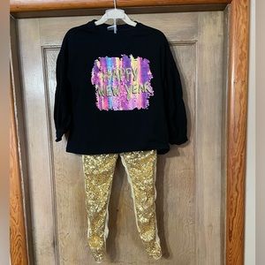 Girls 7/8 Black and Gold New Years Outift